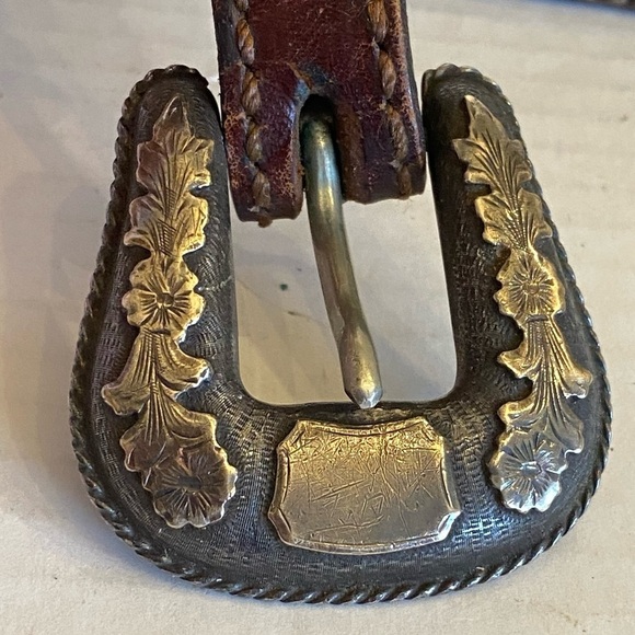 RARE Sunset Trails Sterling & 10k Gold Engraved CONCHO Ranger Belt Buckle - Picture 11 of 16